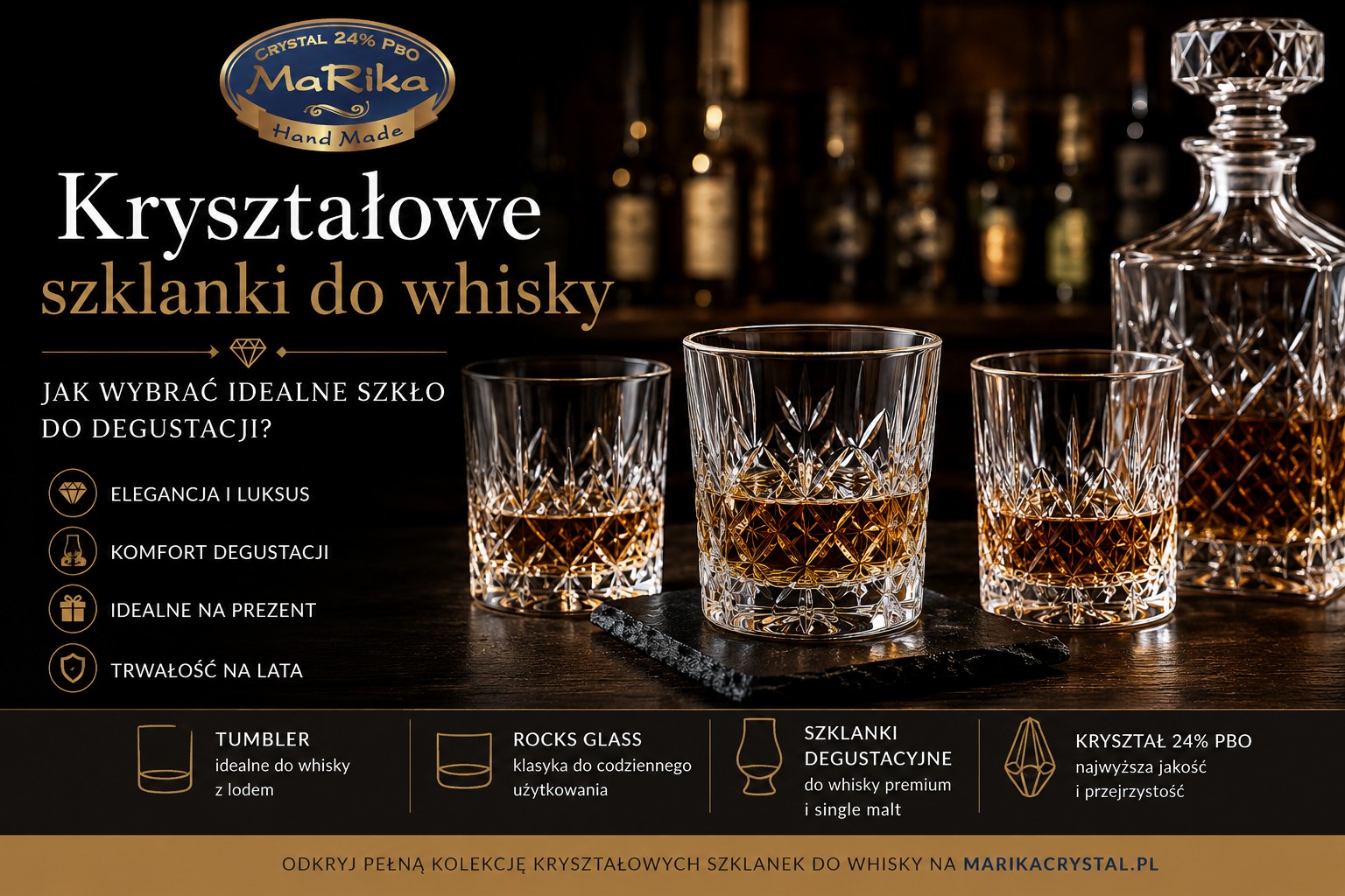 kryształowe szklaki do whisky